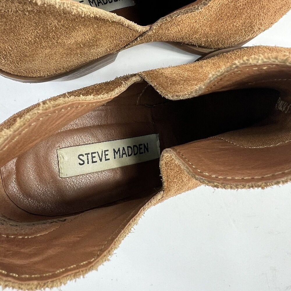 Steve Madden Brown Suede AKER Bootie Ankle Boots 8.5 Side Cuts Pointed - Picture 7 of 11